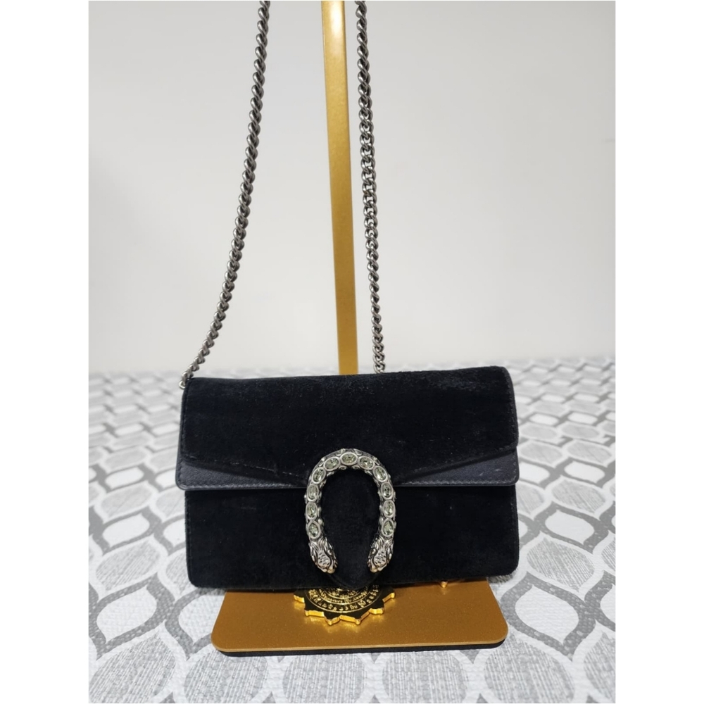 Gucci Velvet Super Mini Dionysus Crossbody Bag Black - Picture 6 of 12